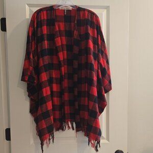 Red and Black Plaid Women's Cardigan